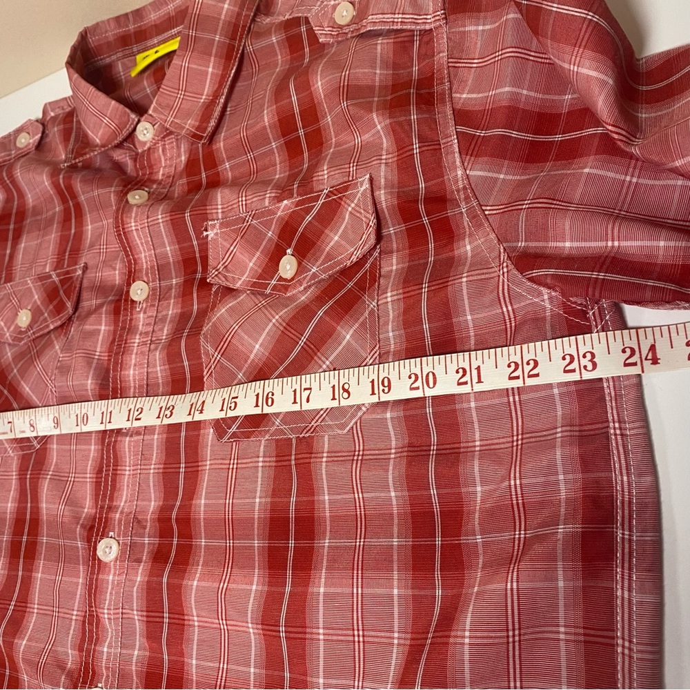 ALABAMA CRIMSON TIDE Red Plaid Short Sleeve Button Down Shirt‎ Epaulettes Size M - Picture 6 of 7